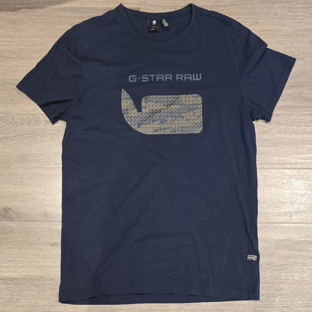 G-Star Navy Short Sleeve Tee with Modern Whale Design